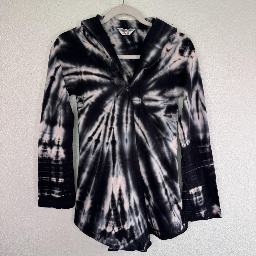 Hard Tail Sweater Jacket Womens Small Tie Dye Hooded Boho Hippie Cotton USA